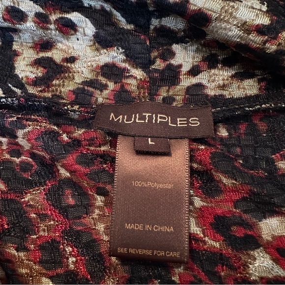 Multiples Open Front Lightweight Animal Print Cardigan - Large - Picture 4 of 9